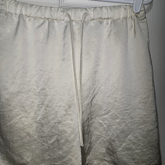 Madewell Satin Drawstring Shorts Medium Cream Pull On - Picture 8 of 8